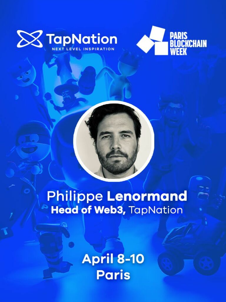 Visual announcement of Philippe Lenormand participating in Paris Blockchain Week, April 2025